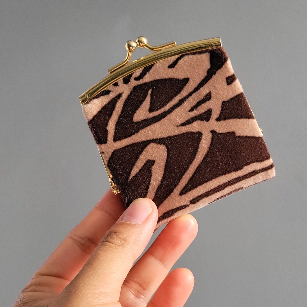 Vintage Emilio Pucci Brown and Tan Patterned Coin Purse c1950s